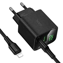 МЗП Hoco CS83A Excellent with digital display PD20W+QC3.0 (1USB-A/1C) + кабель Type-C to Lightning Black - мініатюра 5