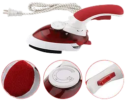Ручна парова дорожня праска відпарювач із щіткою 1000W Mini Steam Iron HT-558B червоний