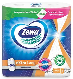 Паперові рушники Zewa Wisch Weg Design двошарові 2 рулони - мініатюра 2