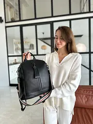 Жіночий рюкзак молодіжний шкіряний міський чорний 73354 Tiding Bag - мініатюра 8