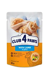 Влажный корм для котов Club 4 Paws ягненок в соусе 85 г B5621401