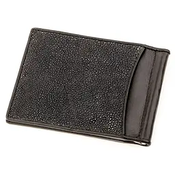 Затискач для грошей з натуральної шкіри морського ската чорний STINGRAY LEATHER 18293 - мініатюра 2