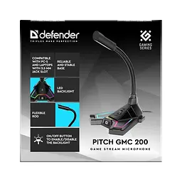 Мікрофон для стриму Defender Pitch GMC 200 3.5мм LED (кабель 1.5м) Чорний - мініатюра 6