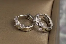 Сережки Xuping Jewelry кільця самшит 1.2 см сріблясті - мініатюра 2