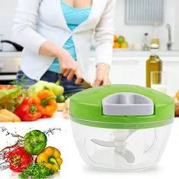 Універсальна ручна овочерізка подрібнювач із піддоном Easy Spin Cutter, Kitchen Master Салатовий 85348 - мініатюра 6