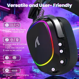 Навушники ATTACK SHARK G800, об'ємний звук 7.1, Bluetooth/2.4G для ПК, PS5, PS4, Xbox black - мініатюра 4