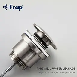 Донний клапан Frap F62-5, автомат, 1 1/4", сатин, Хром матовий - мініатюра 3