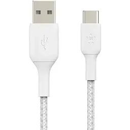 Кабель Belkin USB-A > USB-C заряджання/синхронізації 1м, 15Вт, Type-C, плетений, білий teh0013688