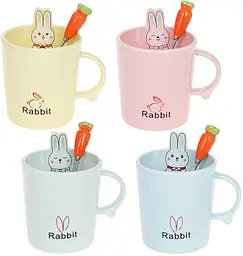Кружка фарфорова "Rabbit" з кришкою та ложкою Bona Ø9 см kuh0009763