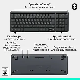 Клавіатура Logitech K250 Bluetooth Graphite (920-013822) - мініатюра 6