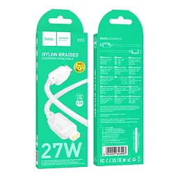 Кабель синхронізації Hoco X113 Nylon braided PD27W/3A Type-C to Lightning 1m White (36774_3609169) - мініатюра 2