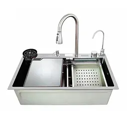 Кухонна мийка з нержавіючої сталі Zerix ZH7546-SET-07 Decor Ss Color з вбудованим змішувачем ZM5598, Нержавіюча сталь