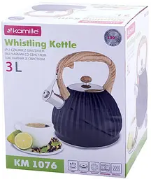Чайник Whistling Kettle Black із нержавіючої сталі зі свистком Kamille Ø19х24.5 см kuh0006801 - мініатюра 7