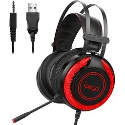 Дротова ігрова гарнітура iPega Gaming with RGB LED PG-R015 Gaming headset, 3.5mm, Noice Reduction, 2.2m, black-red