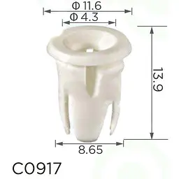 Кліпса кріплення молдингів дверей Mercedes (A0019887681, 71368, 14019) (C0917)