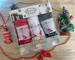 Набір новорічних рушників Gulcan 3 штуки 30x50 Happy New Year - мініатюра 4