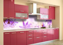 Кухонний фартух самоклеючий Фіолетові квіти вініловий для кухні наклейка ПВХ 60х300 см Happy Pocket Z180380 - мініатюра 6
