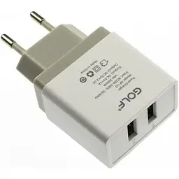 Адаптер мережевий GOLF Micro cable GF-U2 2 USB 2.1 A мережевий настінний зарядний пристрій + 2 кабелі lightning