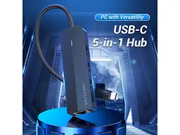 Док-станція для ноутбука Vention Hub USB 3.1 Type-C 3-Port 0.15m Black (TGOBB) - мініатюра 7
