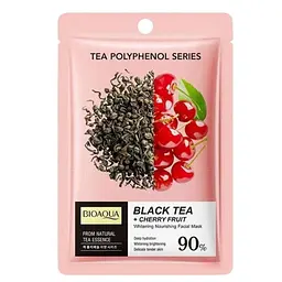 Маска для обличчя відбілювальна тканинна Bioaqua Black Tea+ Cherry Fruit, 25 мл