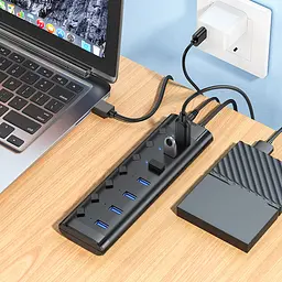 Хаб-концентратор док-станція Hoco HB40 Easy change 7 in 1 Adapter 7USBx3.0 120 см - мініатюра 7