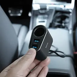 Подовжувач - Адаптер автомобільний Hoco Companheiro Front and Rear Seat Ciigarette Lighter Z35A 100W чорний - мініатюра 3