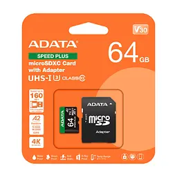 Карта пам'яті ADATA 64GB microSD class 10 UHS-I U3 V30 A2 Speed Plus (UD64GUI3V30A2SP-RA1) - мініатюра 3