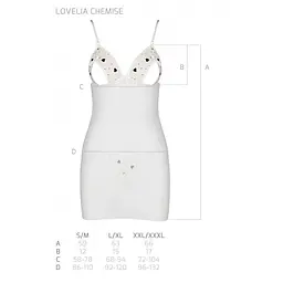 Сорочка з вирізами на грудях, стрінги Passion LOVELIA CHEMISE XXL/XXXL, white - мініатюра 7