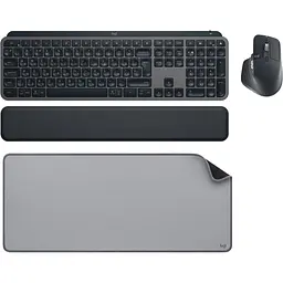 Комплект (клавіатура + миша + килимок) Logitech MX Keys for Business UA графітовий + Desk Mat Studio Series середньо-сірий (MX920-010933) [176476]