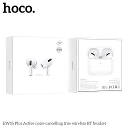 Бездротові навушники Hoco EW05 Plus з бездротовою зарядкою, активним шумозаглушенням, мікрофоном, TWS Bluetooth 5.1 білі - мініатюра 3