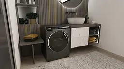 Haier Пральна машина фронтальна, 5кг, 1200, A, 42.3см, дисплей, інвертор, люк чорний, Wi-Fi, висота 70см, сріблястий - мініатюра 3