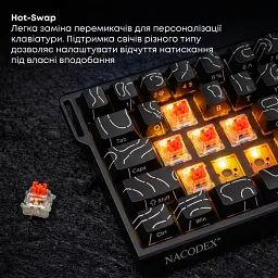 Клавіатура Ajazz x NacodeX NK68 V2 Red Switch LED USB UA Black/Grey/Yellow (NK68-V2-R-BGY) - мініатюра 10