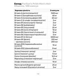 Вітамінно–мінеральний комплекс Puritans Pride Men`s Hair Vitamins 120 softgels - мініатюра 2