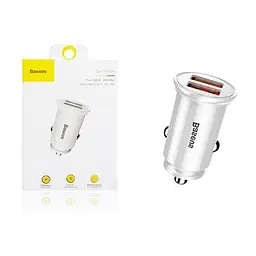 Автомобільний зарядний адаптер BASEUS Circular Plastic 2 USB A+A CCALL-YD02 білий - мініатюра 4