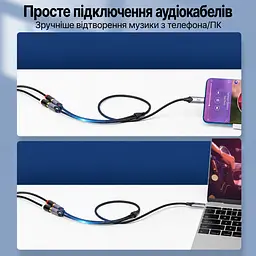 Аудіокабель-перехідник Vention 1,5 м тюльпани зі штекера USB-C на 2 гнізда RCA із вбудованим ЦАП у бавовняному обплетенні для підключення до гнізд RCA потрібен додатковий стереокабель RCA зі штекерами на обох кінцях сірий (BGVHG) - мініатюра 2