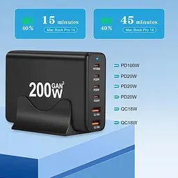 Мережевий зарядний пристрій USB-C 200W 6-портовий - мініатюра 4