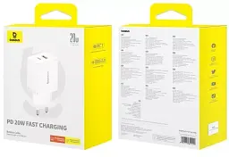 Мережевий зарядний пристрій Baseus Cube Fast Charger USB+Type-C 20W P10111403213-00 White - мініатюра 7