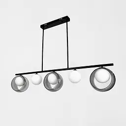 Видовжений світильник із 5-ма білими плафонами у чорному корпусі 110 см | Line F | Арт. AA251/5 BK