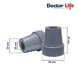 Гумовий наконечник для палиць Doctor Life 10037/2/GR 16 мм сірий (10037/2/GR-2705) - мініатюра 4