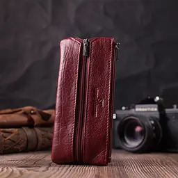 Шкіряна ключниця на блискавці ST Leather 22558 бордова - мініатюра 8