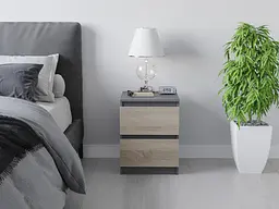 Тумбочка на 2 шухляди Moreli T-225 Ш400/В530/Г400 Антрацит-Дуб сонома - мініатюра 3