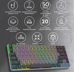 Клавіатура ігрова механічна GamePro GPMK-141R Red Swich Low Profile 75 RGB Dark Gray - мініатюра 3