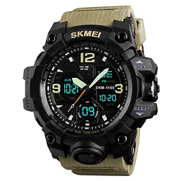 Наручний годинник чоловічий Skmei 1155 Khaki, 1155BKH (12280) - мініатюра 2