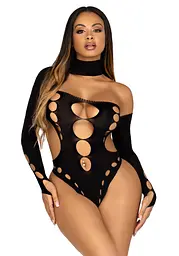 Безшовне боді на одне плече Leg Avenue Seamless thong back bodysuit, One Size, чорне - мініатюра 4