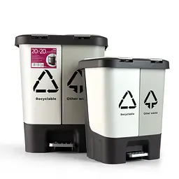 Відро для сміття з кришкою сортувальне МVM, 20+20 л, сіре (BIN-05 (20+20L) LIGHT GRAY/GRAY) - мініатюра 4