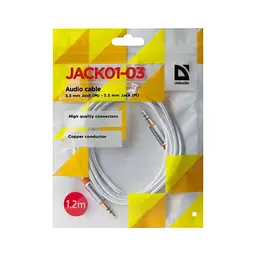 Кабель мультимедійний 3.5mm M to 3.5mm M 1.2m white Defender (87513) - мініатюра 3