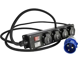 Мережевий фільтр KS EX3M-4S, 5000Вт, 4х16А/250В, 3х2.5мм, IP44, 1.45кг, 3м, чорний (KSEX3M-4S) - мініатюра 2