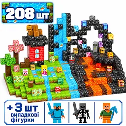 Магнітний конструктор Minecraft 208 шт по грі Майнкрафт Два світи: Вода та Лава Mk001064 - мініатюра 3