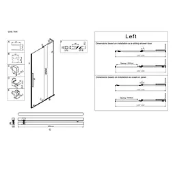 Двері у нішу Koer Walk-In розсувні Sr SD07-120x200-L-TR-01 прозоре скло Easy Clean 8мм Хром KR5686, Ліва, прозорий, хром - мініатюра 5