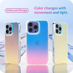 LONLI - для iPhone 14 Pro Max (6,7 дюйма) - Флуоресцентний райдужний напівпрозорий матовий чохол - Серія Just in Case - мініатюра 5